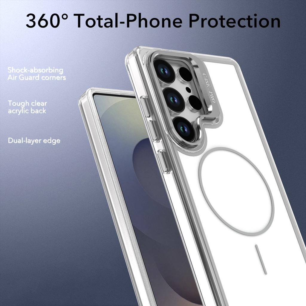 For Samsung Galaxy S26 Ultra Magnetic Case Matching Color Lens Kickstand TPU PC Phone Cover