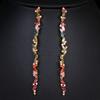 Colorful Cubic Zirconia Long Drop Earrings, Luxury Geometric Crystal Earrings, Elegant Evening Party Jewelry Gift
