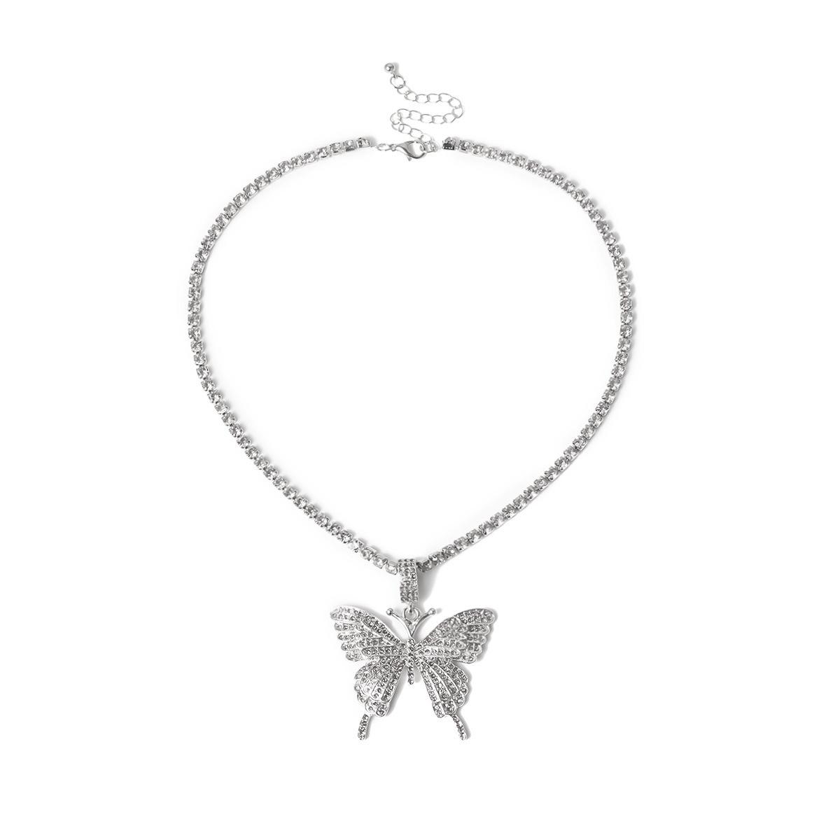 Fashion Butterfly Pendant Necklace For Women 3D Sparking Cubic Zircon Butterfly Pendant Cubic