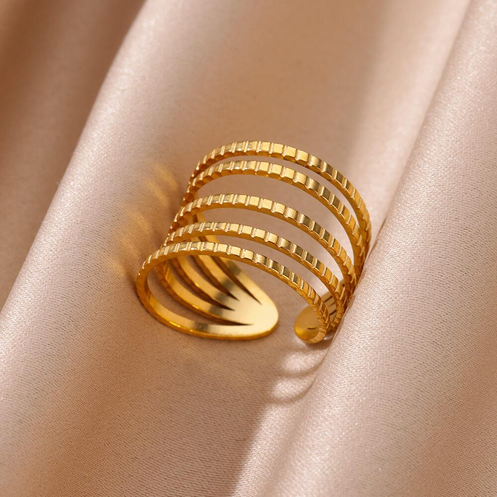 Anello aperto a forma di cuore in acciaio inossidabile color oro per donna, non scolorisce, alla moda, squisito, estetico, gioiello romantico per coppia