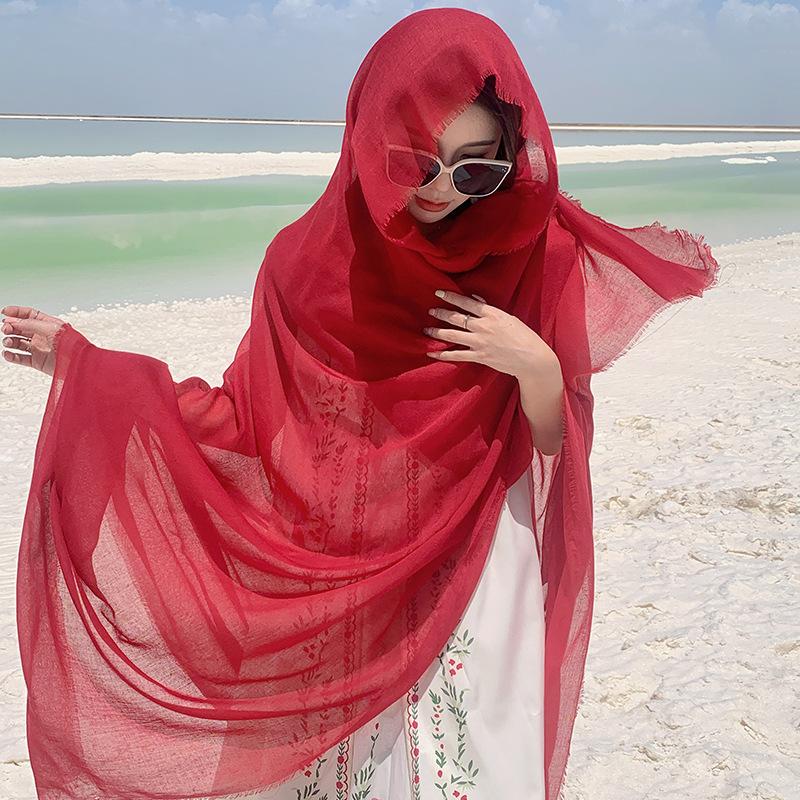 Summer seaside vacation photo cape large cape casual comfortable breathable scarf cape ethnic style travel shawl 140*180cm