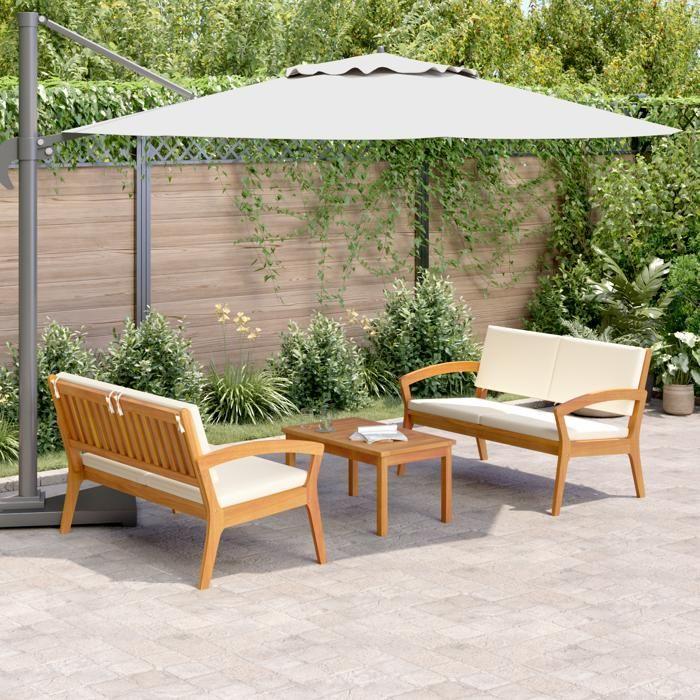 VidaXL Ensemble Bistro 3 pièces avec Coussins - Bois d'Acacia Massif 3328615