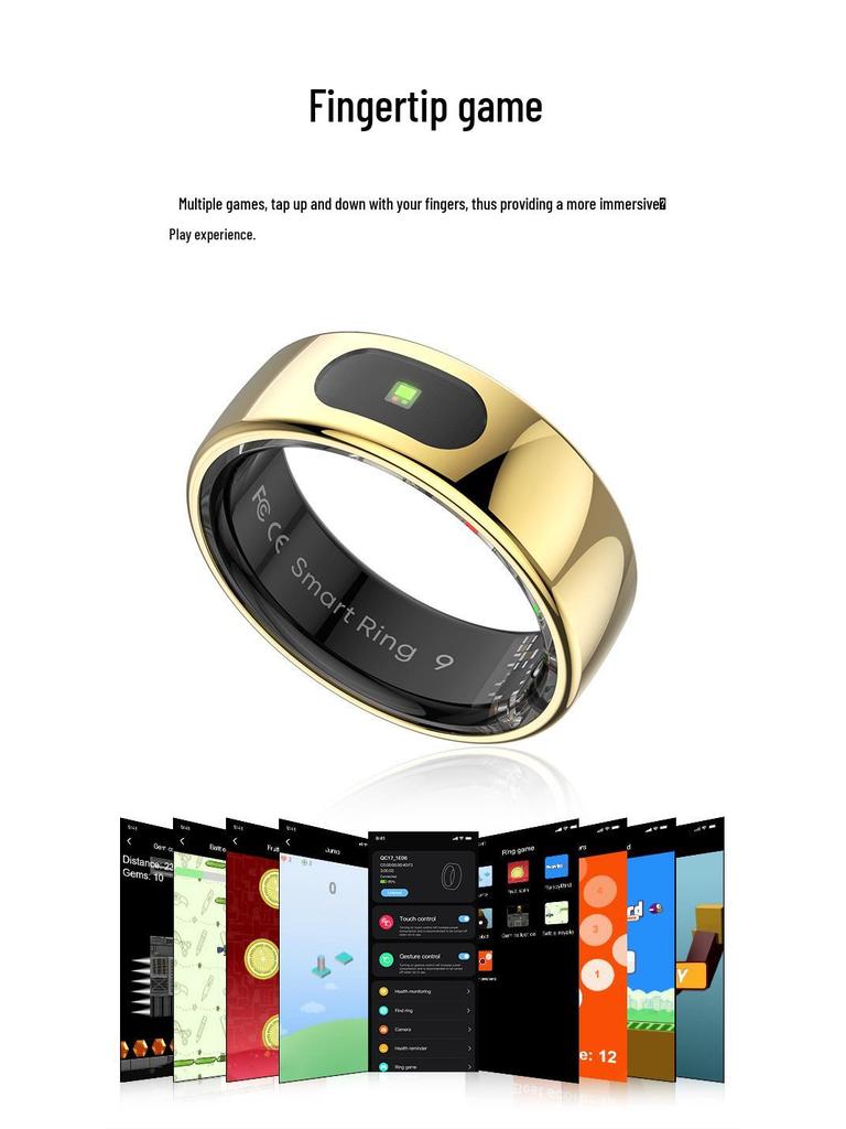 QRING R08 Smart Ring: Wodoodporny z monitorowaniem tlenu we krwi, snu, tętna, alertami o wiadomościach, sterowaniem gestami.