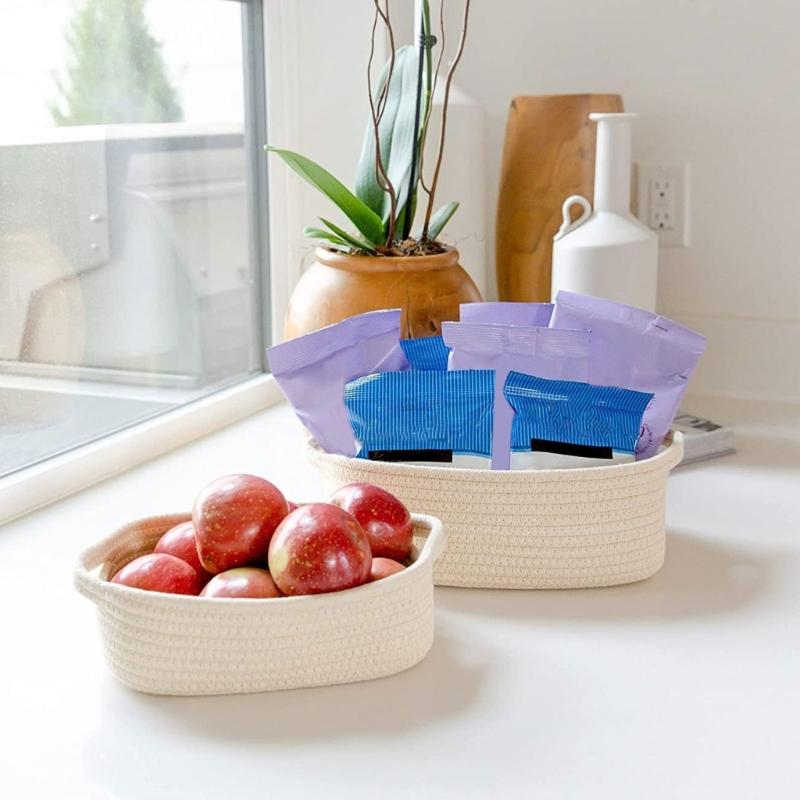 Sturdy Cotton Rope Storage Baskets Set of 5 Accessory for Organizing Clothes Toy And Enhancing Home Decoration