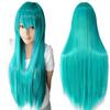 Synthetic Hair Lake Bule Straight Long Wig Anime Cosplay Halloween Costume Hair Bisca Mulan Wigs with Bangs