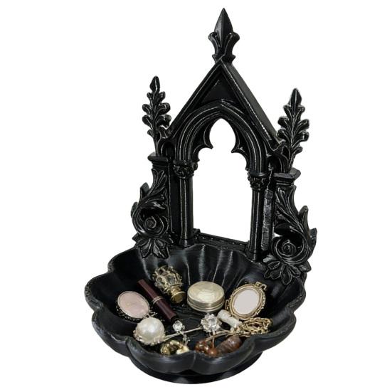Pearlescent Jewelry Holder Texture Tray, Gothic Retro Arch Design Organizer, Tray 3D Printed Storage Box for Rings Earrings Bracelets Multi-color