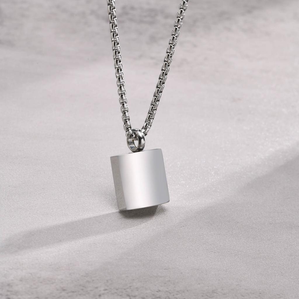 Men's Personalized Initial Necklace, Stainless Steel Capital Letter Alphabets A-Z Pendant, Square Geometric Monogram Collar