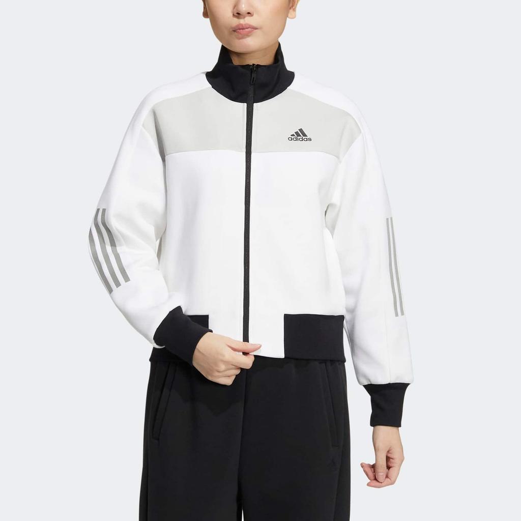 Adidas Jackets Women's White Stand Collar Moderate HM7089