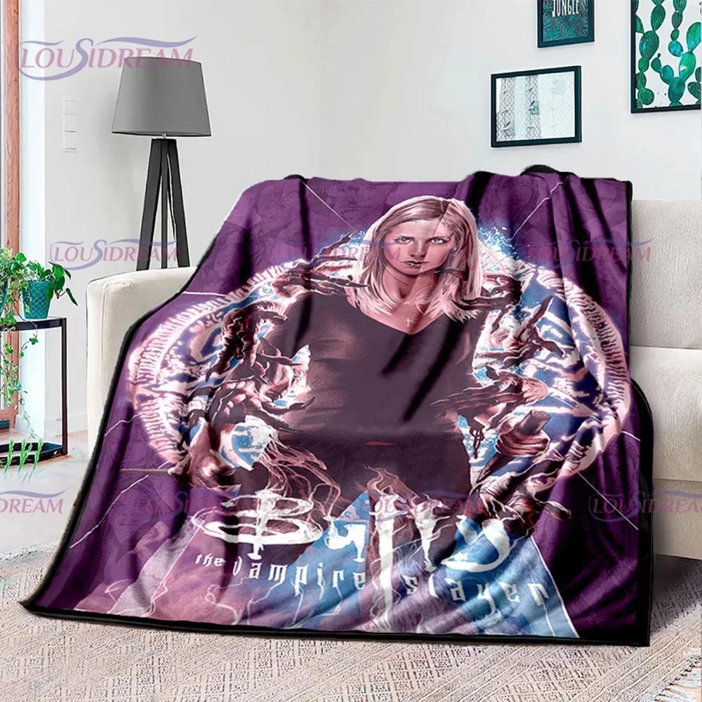 American Drama Vampire Slayer Buffy Soft Flannel Blanket Family Picnic Blanket for Kids Plush Flanner Throw Blanket Sofa Bedding
