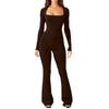 New Versatile Casual And Fashionable Women'S Solid Color Jumpsuit With Square Collar Sexy Hip Lifting And Slim Fit Sports Jumpsuit