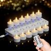 GenSwin Wiederaufladbare Teelichter Kerzen Fernbedienung Timer Ladestation Weiß | Flammlose LED Teelichtkerzen Batteriebetrieben, Weihnachts Hochzeitsdekoration,