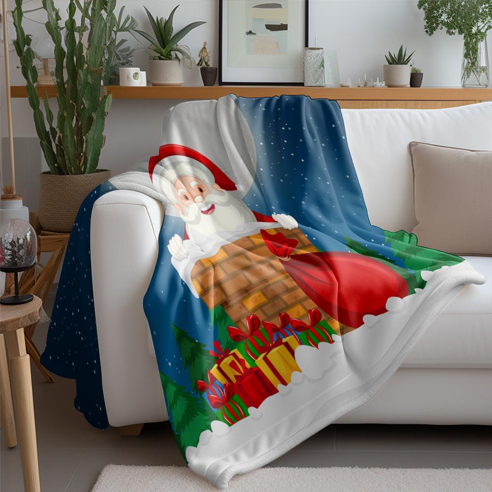 TU Christmas Throw Blanket Cozy Reindeer Santa Claus Holiday Decor Festive Gift Xmas Bedding Soft Warm Home Decoration Holiday S