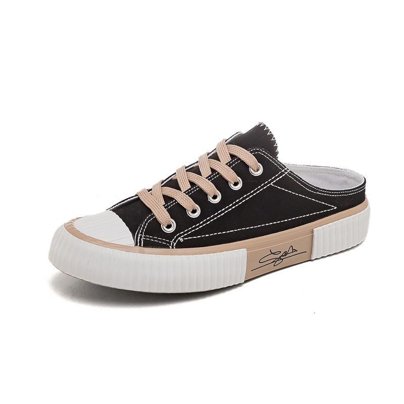 Summer New Canvas Shoes Women's Low-top Lazy Shoes Half-support One-pedal Slippers Casual Women's Shoes Trendy Shoes