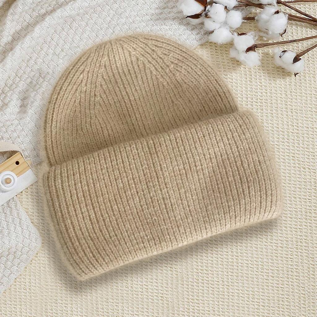 Van Saili Hat Autumn Winter Outdoor All-match Knitted Hat Custom Logo Embroidery Cold-proof Warm Velvet Thickened Rabbit Hair