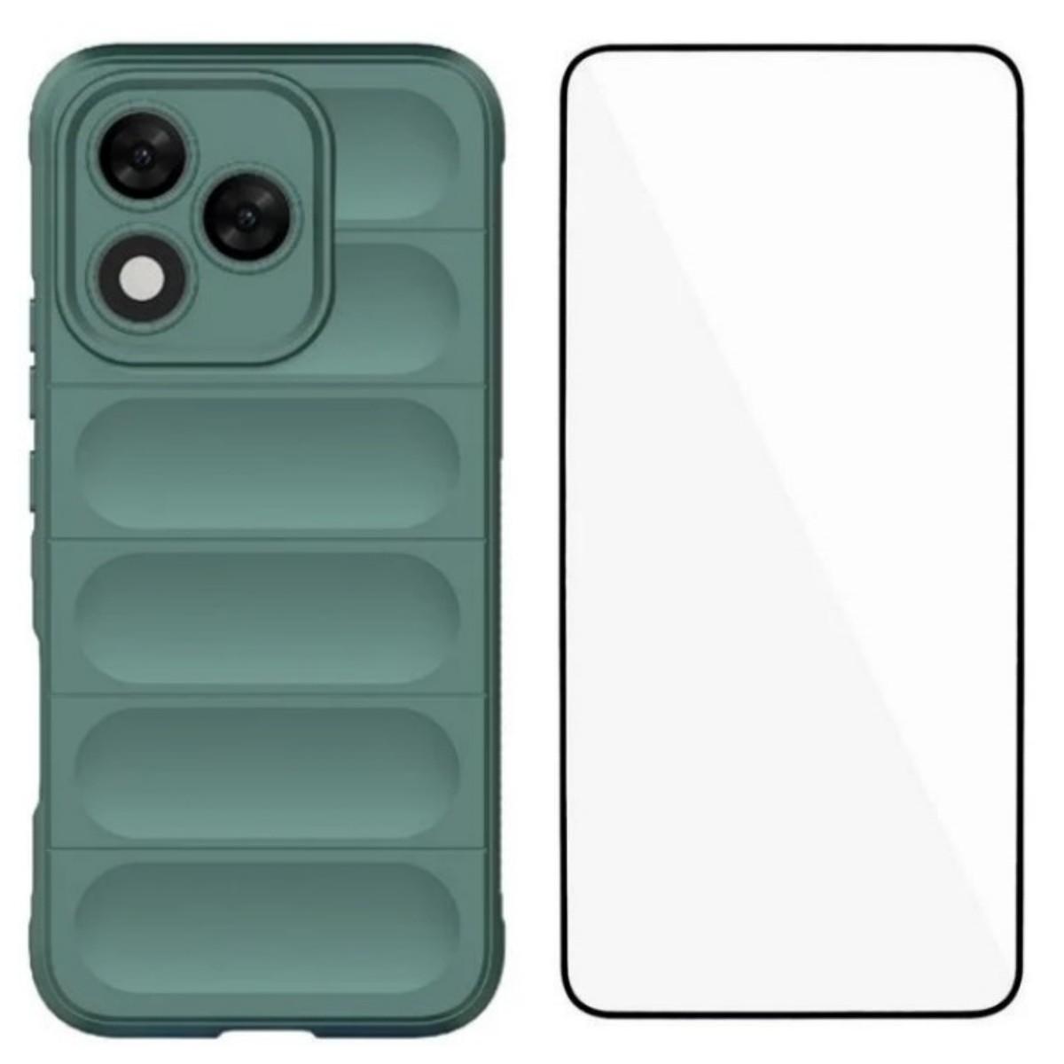 

Для Honor 400 Lite 5G Чехол из ТПУ Серия WANLONFENG HD Противоскользящий чехол для телефона с закаленным стеклом Army Green