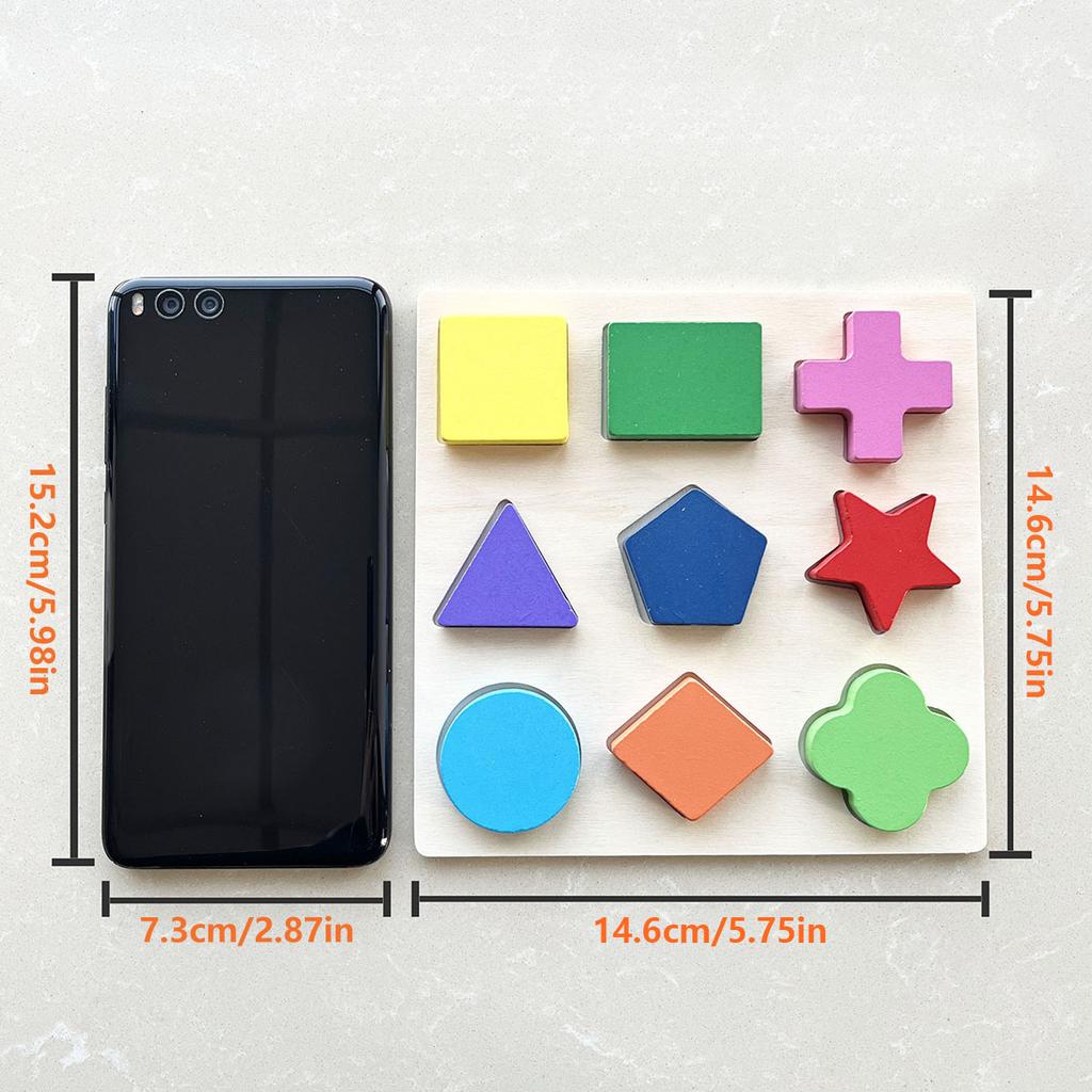 1pc 14.6cm/5.75in Wooden 3D Puzzles Jigsaw Montessori Games Kids Geometric Shapes Color Learning Educational Toys for Children