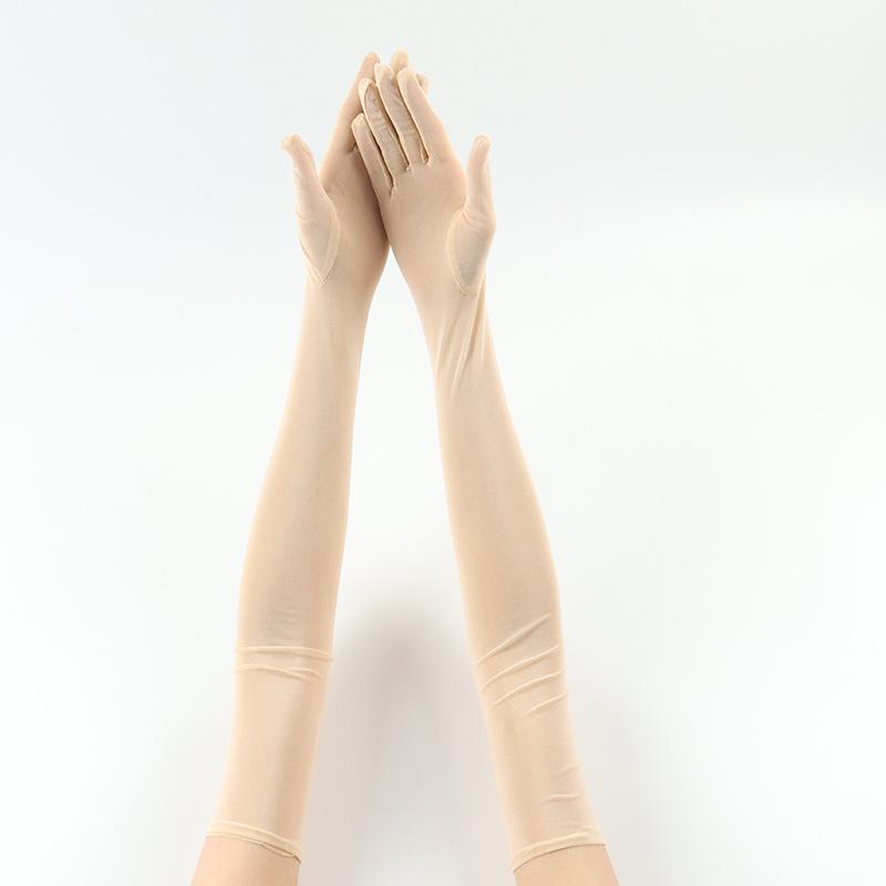 55cm Elastic Mesh Sun Protection Gloves for Women - Fashionable Evening Dress Accessory Set