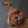 Handmade Genuine Leather Cute Small Flame Bag Pendant Car Key Chain Rope Ring Scarecrow Pendant Decoration New Pendant Bag Charm