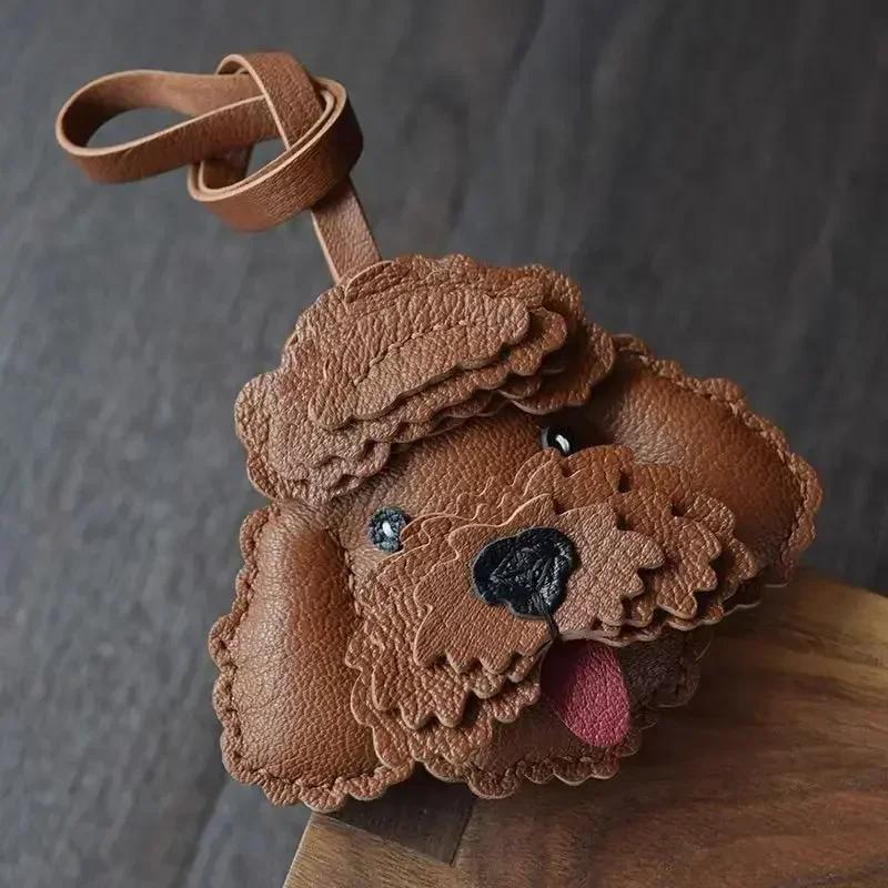 Handmade Genuine Leather Cute Small Flame Bag Pendant Car Key Chain Rope Ring Scarecrow Pendant Decoration New Pendant Bag Charm