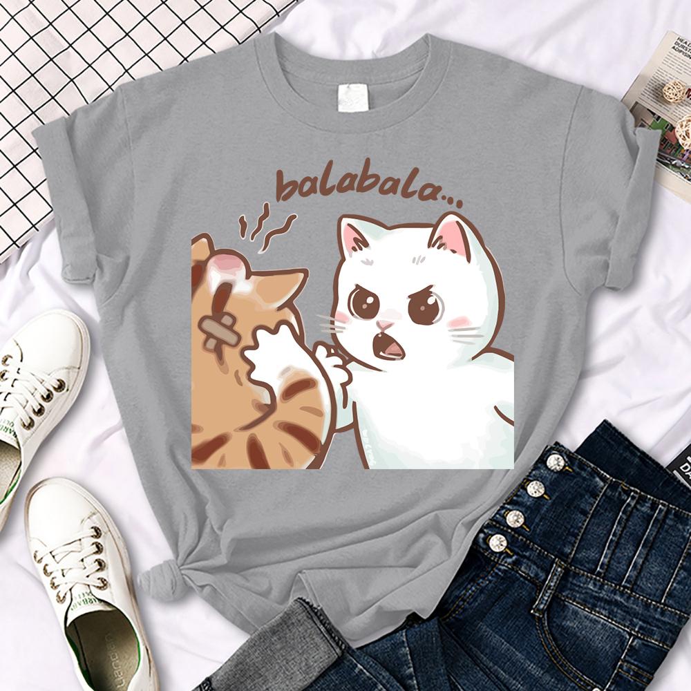 Summer Fun Two Cats Arguing 3D Printed Female T-Shirt Summer O-Neck T Shirt Womens Fashion All-Match Clothing Soft Hip Hop Sportswear