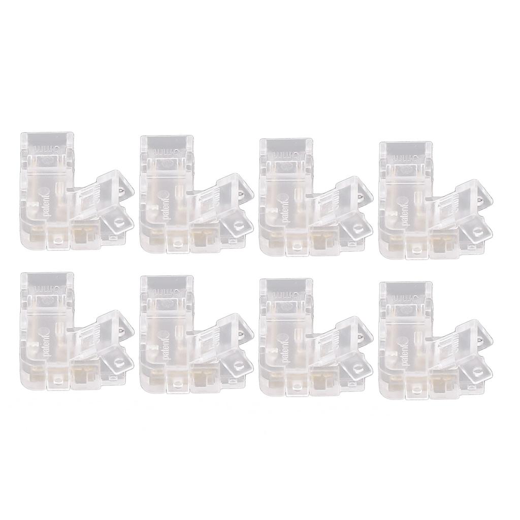 8Pcs 2 Pin 5mm COB LED Strip Light Connectors L Shaped Transparent Gapless Connectors Solderless
