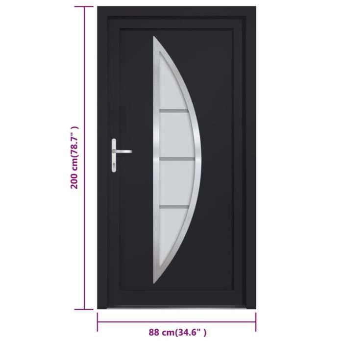 VidaXL Porte d'entrée anthracite 88x200 cm PVC 3187873