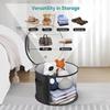 Foldable Hat Storage Bucket with Lid Clear Round Zipper Storage Bag for Clothes Hats Toys Cabinet Storage Box Home Organizers