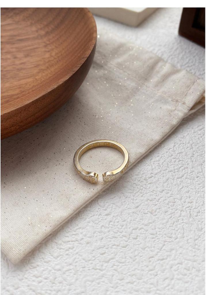 S999 Sterling Silver Gold-Painted Lucky Cat Paw Ring: Cute & Exquisite Design, Light Luxury Open Ring for Women