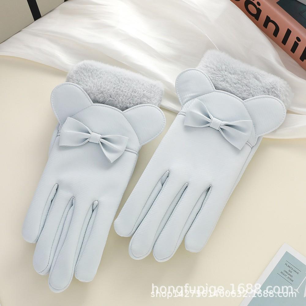 Women's Winter Fleece-Lined Windproof Non-Slip Cycling Gloves with Touchscreen Capability