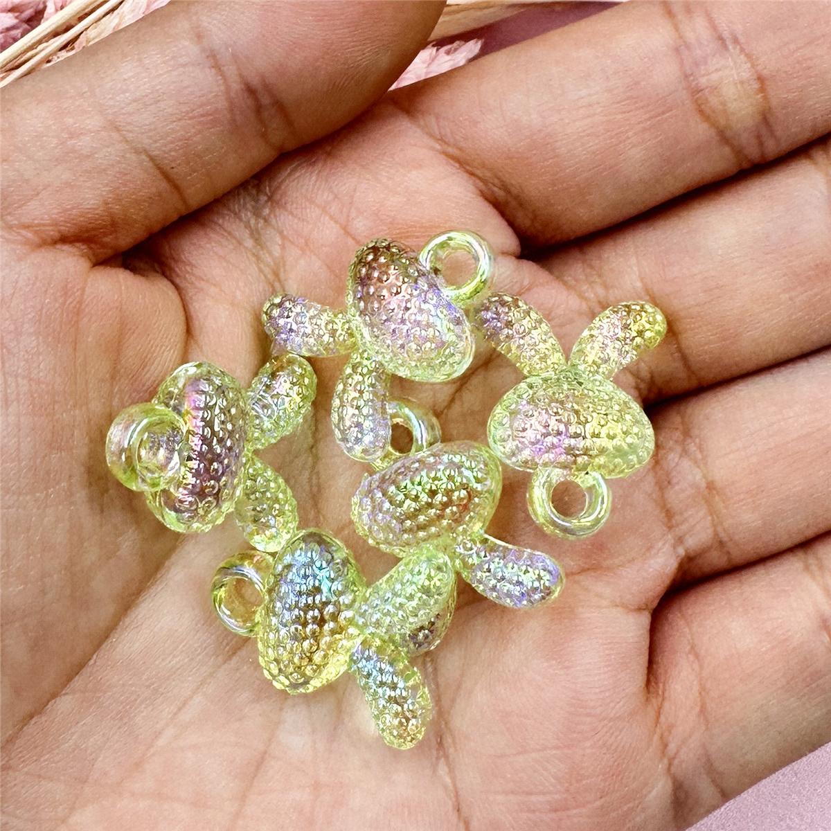 

Home Party Supplies 5Pcs Colorful Acrylic Exquisite Jewelry Accessories 17.5*21mm Rabbit Head Beads Hanging Hole Plated UV Transparent зелёный