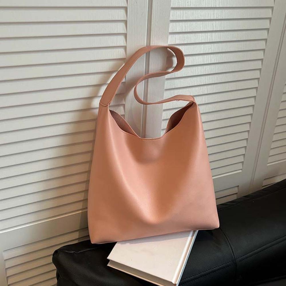 Elegante Weiche PU-Tragetasche Spritzwassergeschützt Französische Achseltasche Einfarbige Handtasche Einkaufen