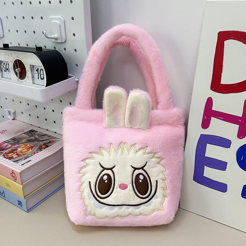 Cute Cartoon Plush Handbag For Kids Large Capacity Lightweight Stylish Nylon Bag