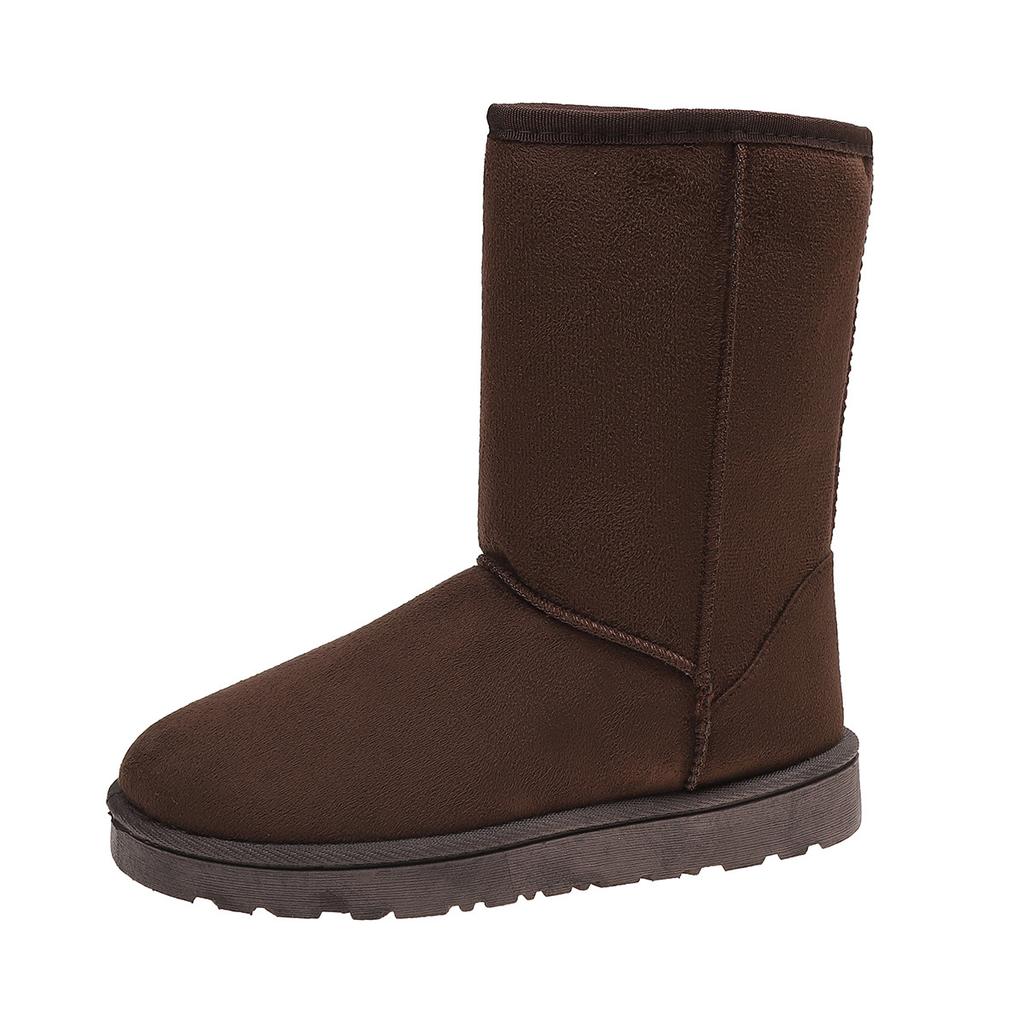 Bawełniane buty damskie w dużych rozmiarach 2025 zima nowe proste aksamitne damskie buty na grubej podeszwie wysokie bawełniane buty ocieplane śniegowce