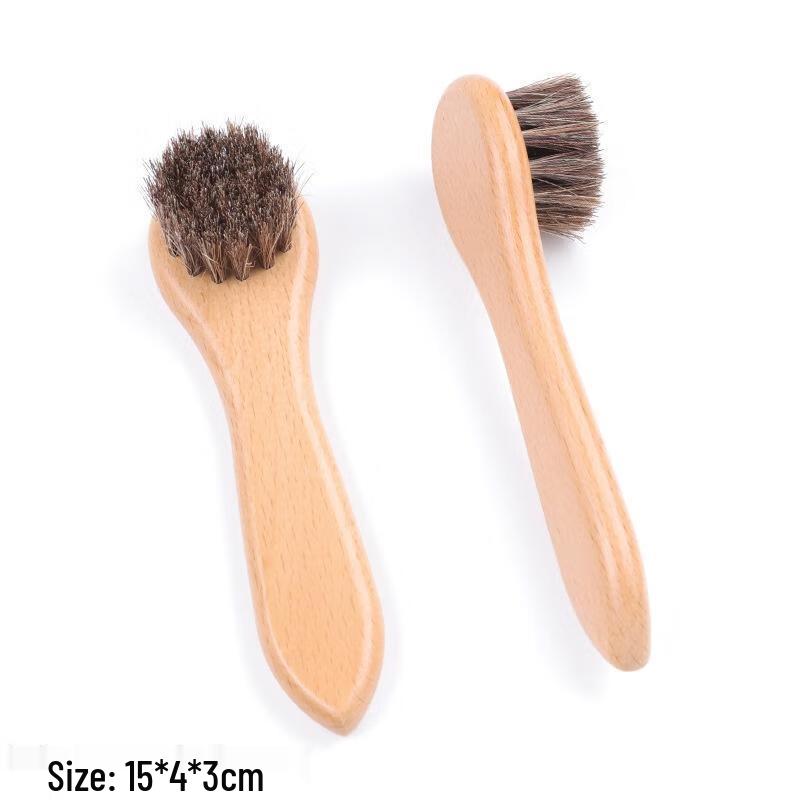 SEE KEAN Wooden Handle Horsehair Shoe Brush