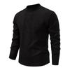 Men's Solid Color Textured Sweater Plus Velvet Thickened Casual Round Neck Warm Knitted Pullover