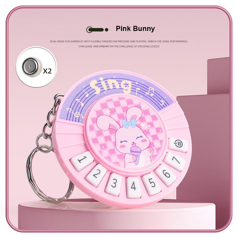 1Pc Small Piano Keychain Pendant Luminous Music Toy Playing Music Pronunciation Round Piano Xmas Holiday Present