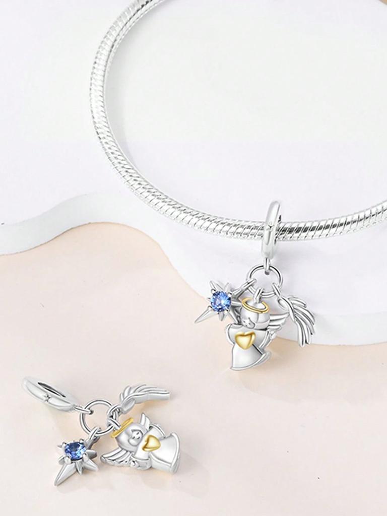 Charms Plata Angel Of Love With Magic Eyes Beads Charm Copper Plated Fit Charms Original Bracelet For Jewelry Making Diy Charm