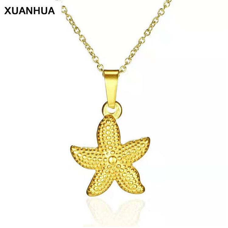 

Ожерелье-чокер из нержавеющей стали с подвеской в виде звезды - Элегантный ювелирный аксессуар золотой