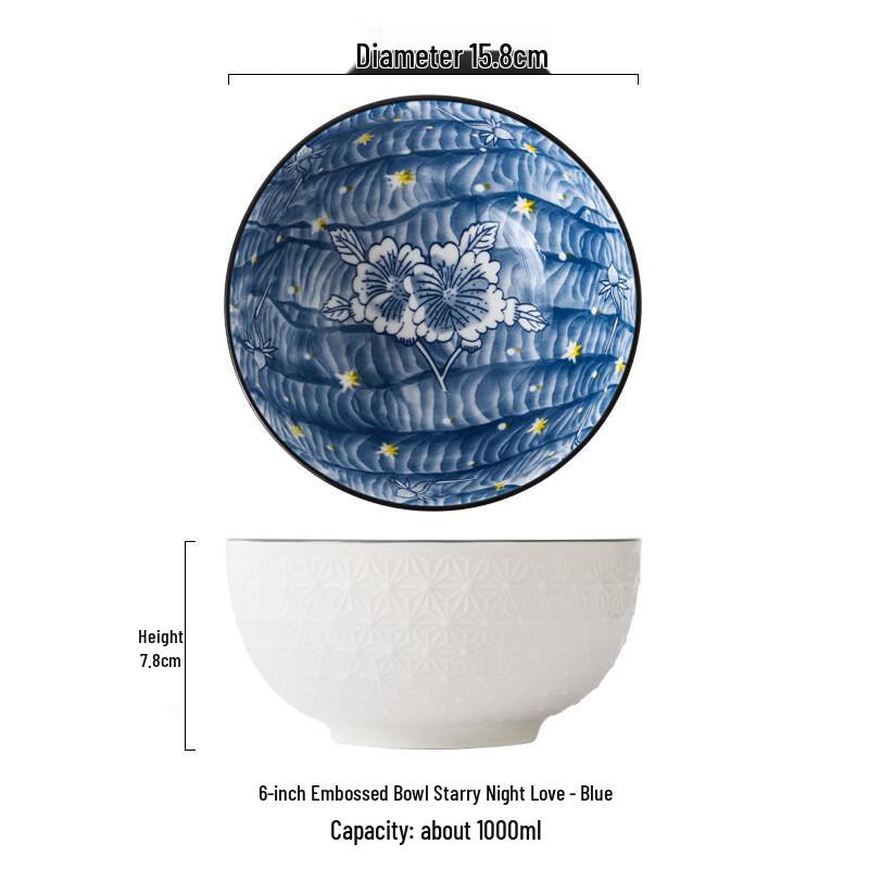 Starry Sky Underglaze Ceramic Ramen & Noodle Bowl 2-pack