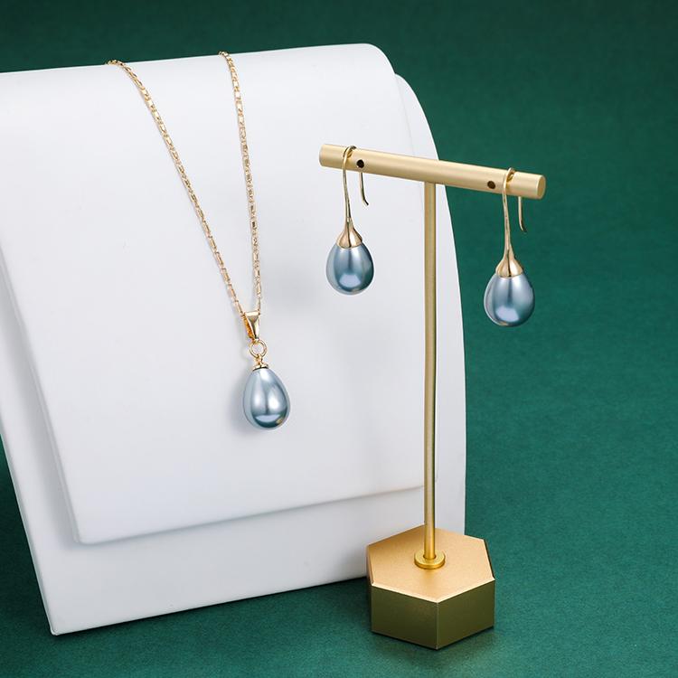 Simple Pearl Pendant Samoa Gold Filled Necklace 18k Yellow Gold Jewelry Set Hawaii Jewelry Set