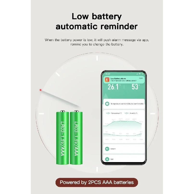 Tuya WiFi Sensor Wireless Humidity Temperature Monitor Smart Home Compatible with Smart Life Google Assistant and Alexa
