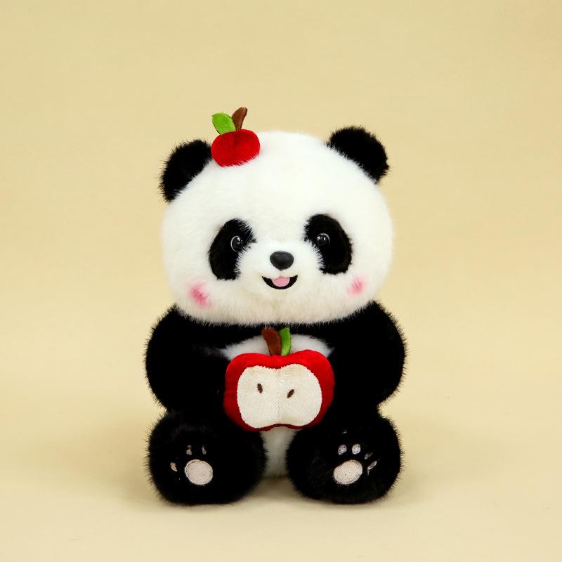 Cute Panda Flower Making Fortune Apple Plush Toy Doll Chengdu Rag Doll Travel Souvenir Gift