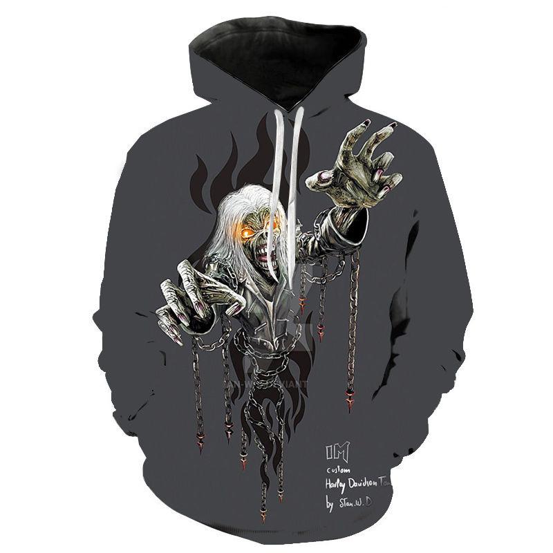 Новое Классическое Готическое Винтажное Худи с 3D-принтом Черепа Новая Мода Мужской Свитшот Топы Хип-Хоп Харадзюку Мужской Осенний Пуловер 6XL 1960₽