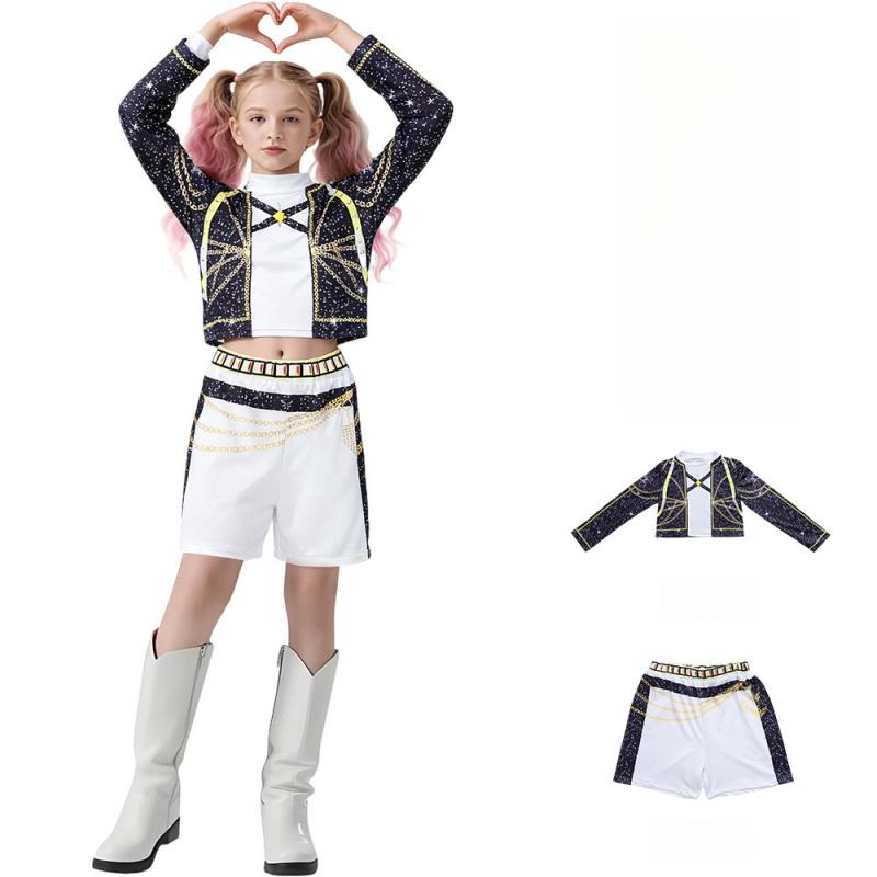 Neues Mädchen Dämonenjäger Kostüm Kinder Mode Sänger Outfit Set Demon Slayer Gruppe