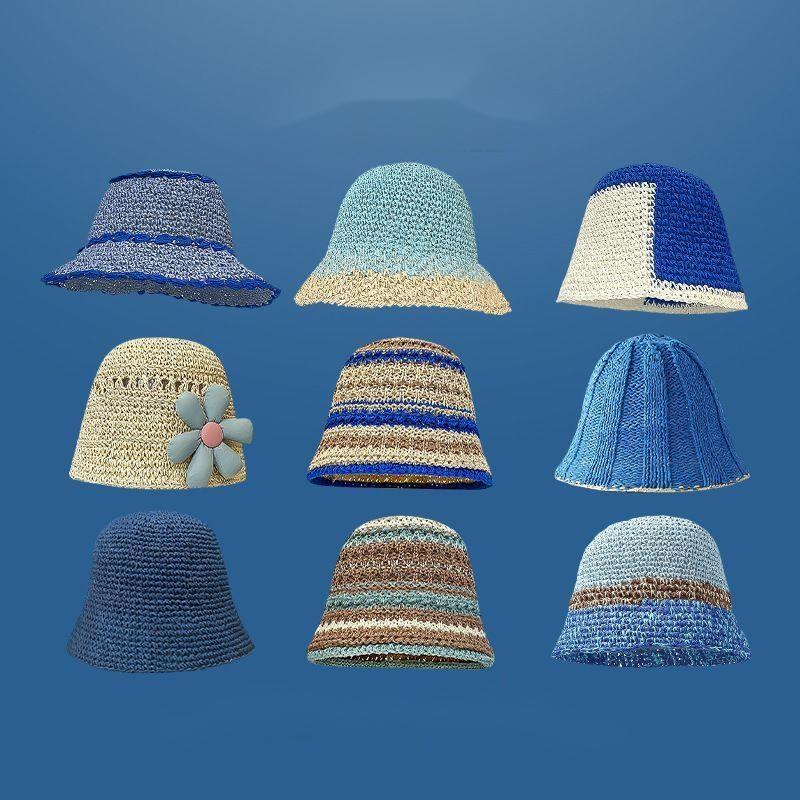 Chapeau de Soleil de Plage Pliable en Paille pour Femme
