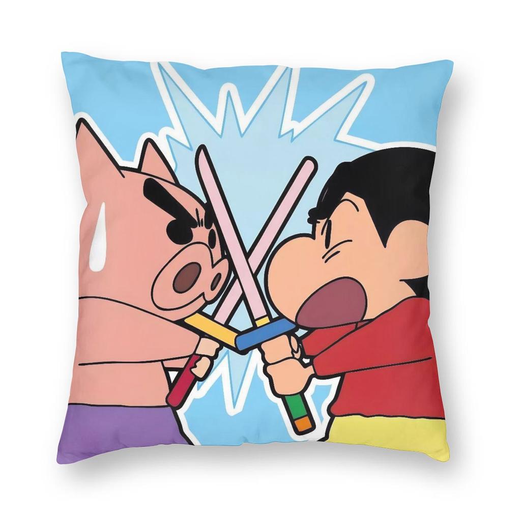 School Friends Crayons Shin-Chans Pillowcase Printed Polyester Cushion Cover Decoration Pillow Case Cover Seater Zippered 45X45