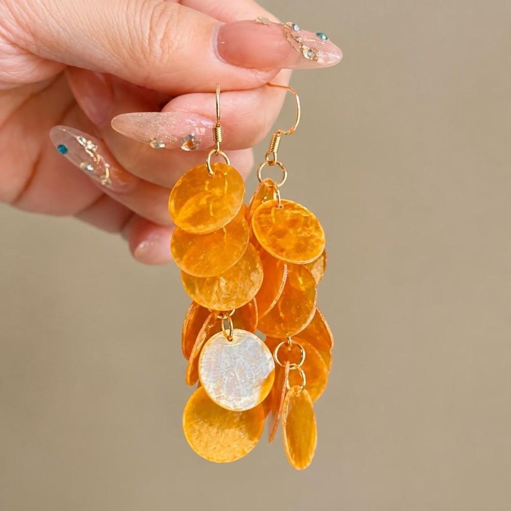 Hooks Shell Tassel Earrings Vacation Style Tassel Drop Earrings Shell Dangle Earrings Beach