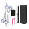1 Set Hair Cutting Scissor Kit with Case Professional Salon Barber Stainless Steel Hairdressing Thinning Shears Comb Hair Clips Cleaning Cloth Set