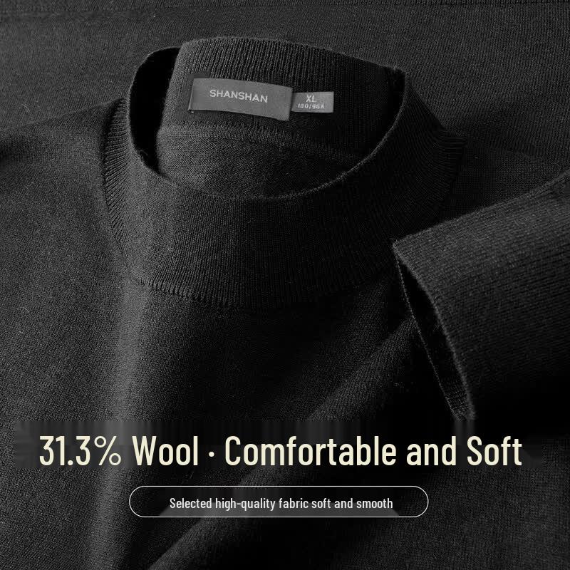 SHANSHAN Men's Half-High Collar Wool Blend Knit Sweater