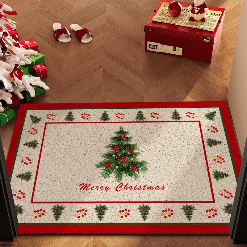 Christmas Loop Pile Non-slip Doormat: Wear-resistant, Cuttable, Ideal for Home Entrances